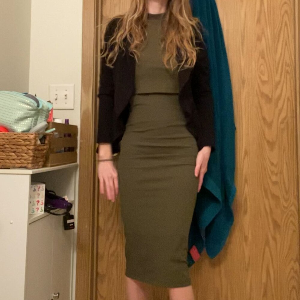 Topshop Olive Midi Dress with Cutout